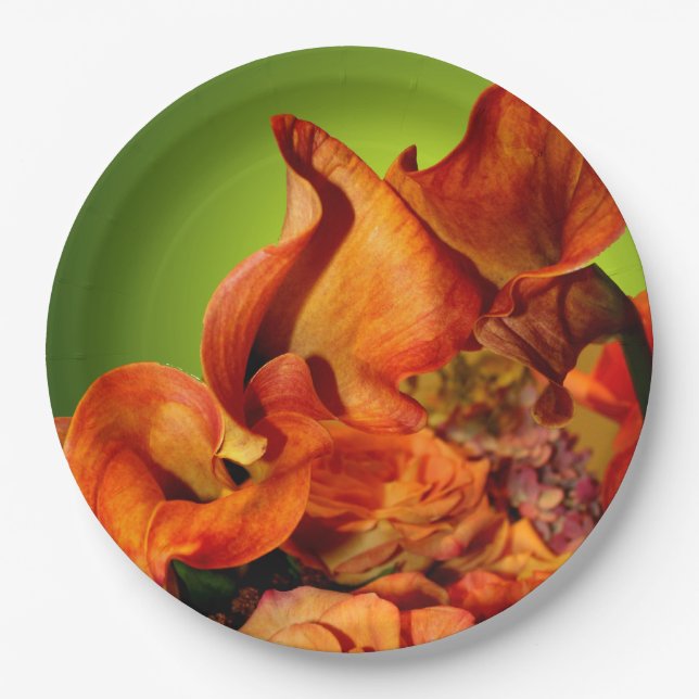 Fall Floral Autumn Rustic Wedding Arrangement Paper Plate (Front)