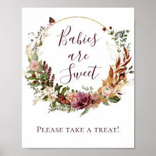 Fall Floral Babies are Sweet Baby Shower Poster