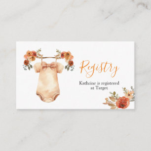 Fall Floral Baby Clothes Baby Shower Registry Enclosure Card