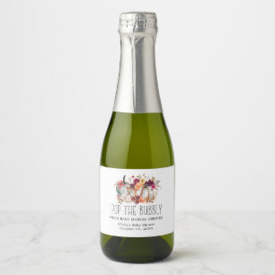 Fall Floral Baby Shower Champagne Sparkling Wine Label
