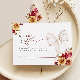 Fall Floral Baby Shower Diaper Raffle Card