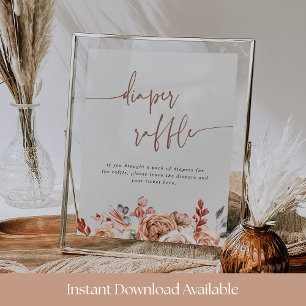 Fall Floral Baby Shower Diaper Raffle Sign