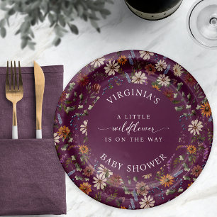 Fall Floral Baby Shower Paper Plate