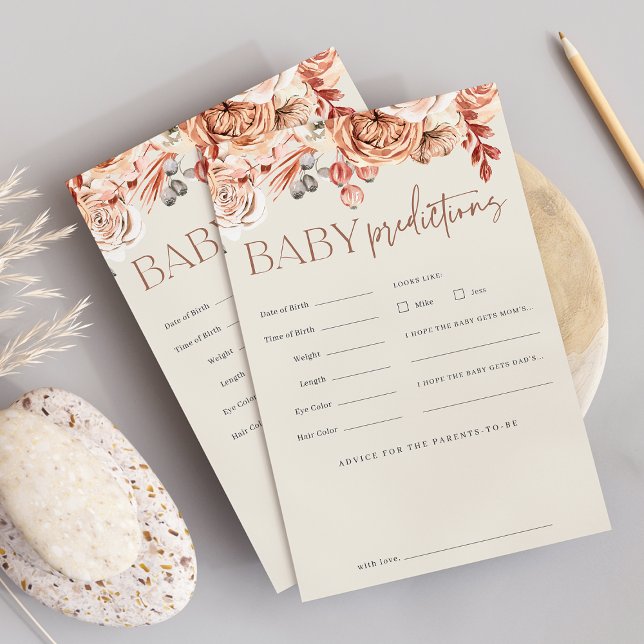 Fall Floral Baby Shower Predictions Game Sheet (Creator Uploaded)