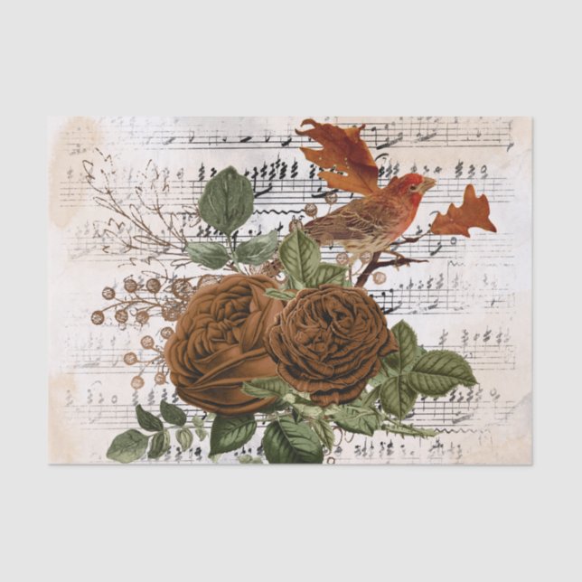 Fall Floral Bird Tissue Paper (Front)
