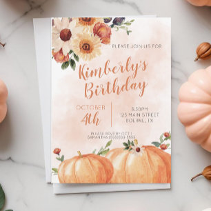 Fall Floral Birthday Party Invitation