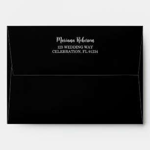 Fall Floral Black Wedding Envelope