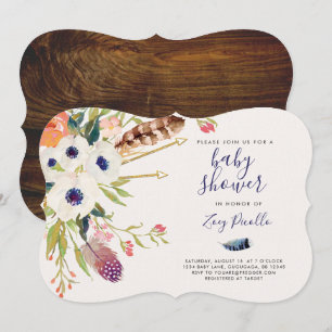 Fall Floral Boho Baby Shower Invitation