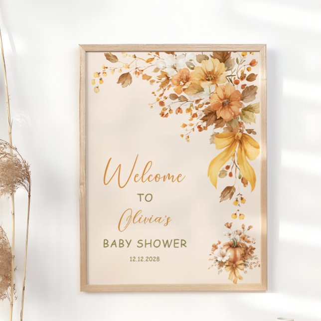 Fall Floral Boho Baby Shower Welcome Poster (Creator Uploaded)