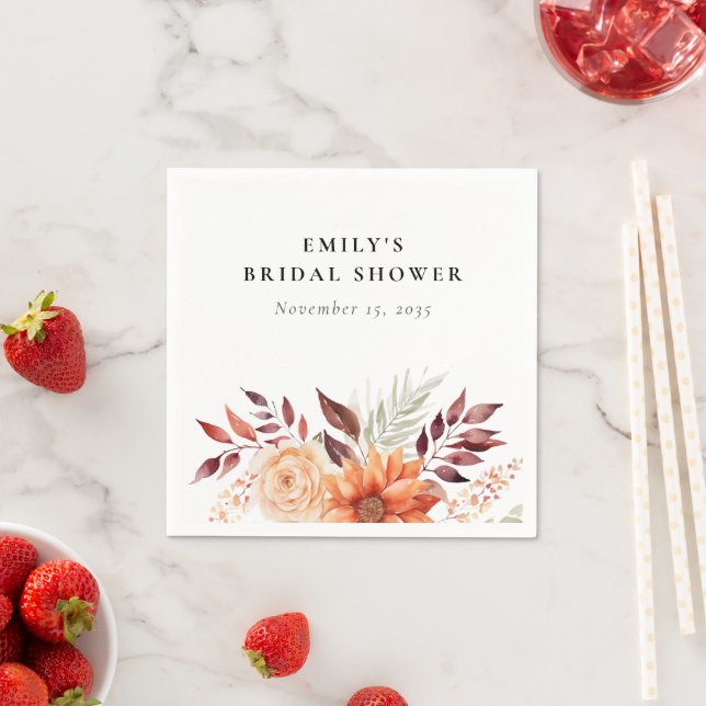 Fall Floral Boho Bridal Shower Napkin (Insitu)