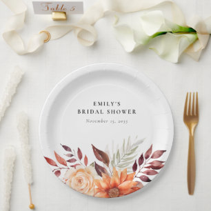 Fall Floral Boho Bridal Shower Paper Plate