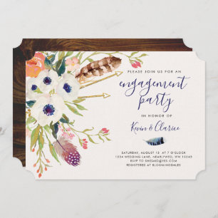 Fall Floral Boho Engagement Invitation