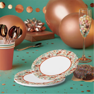 Fall floral border party paper plate
