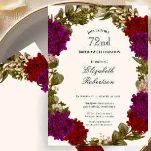 Fall Floral Border Womens 72nd Birthday Invitation