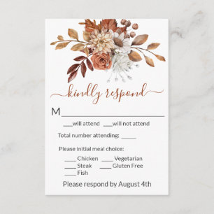 Fall Floral Bouquet Enclosure RSVP Card