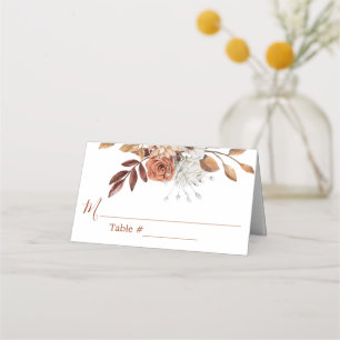 Fall Floral Bouquet White Wedding Place Card