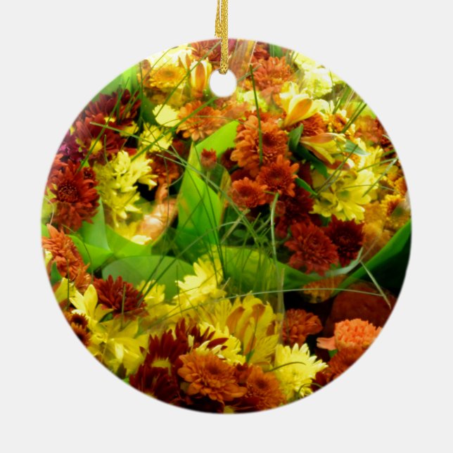 Fall Floral Bouquets Ceramic Tree Decoration (Back)