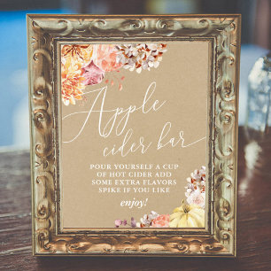 Fall Floral Bridal Shower Apple Cider Digital Sign