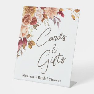 Fall Floral Bridal Shower Cards & Gifts Pedestal Sign