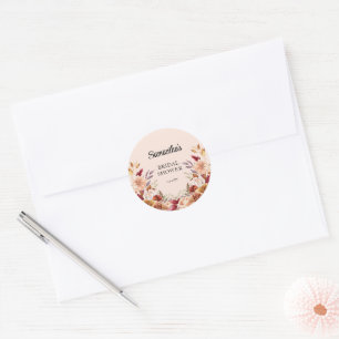 Fall Floral Bridal Shower Classic Round Sticker