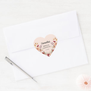 Fall Floral  Bridal Shower  Heart Sticker