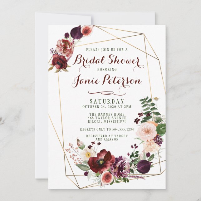 Fall Floral Bridal Shower Invitation (Front)