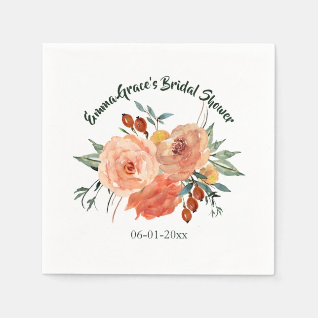 Fall Floral Bridal Shower Napkin (Front)