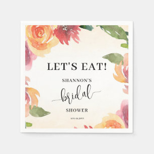 Fall Floral Bridal Shower  Napkin
