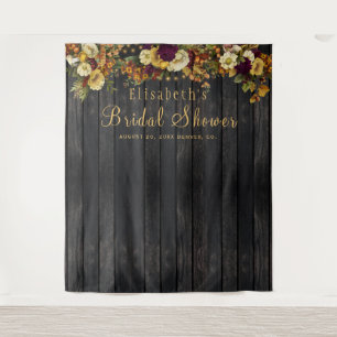 Fall floral bridal shower photo booth backdrop tapestry