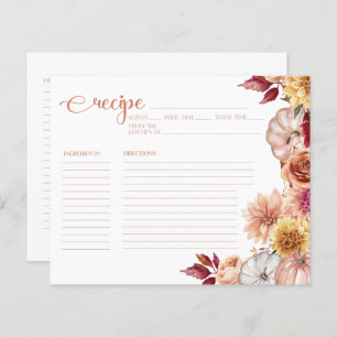 Fall Floral Bridal Shower Recipe Card
