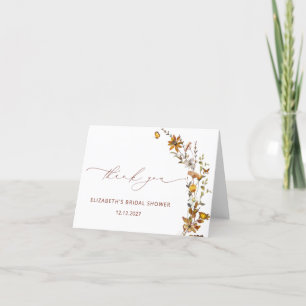 Fall Floral Bridal Shower Thank You Card