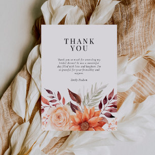 Fall Floral Bridal Shower Thank You Card