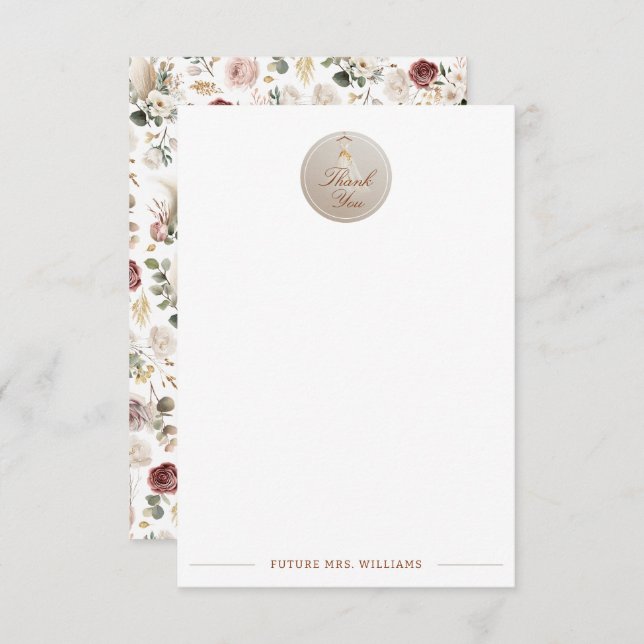 Fall Floral Bridal Shower Thank You Card (Front/Back)