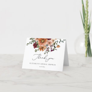 Fall Floral Bridal Shower Thank You Card