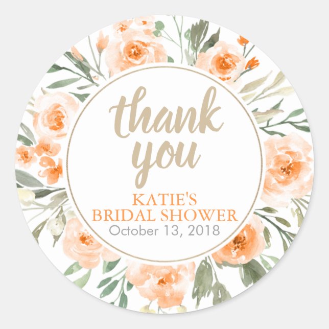 Fall Floral Bridal Shower Thank You Sticker (Front)