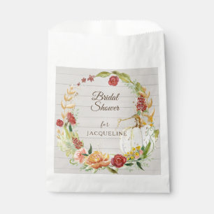 Fall Floral Burgundy White Pumpkin Bridal Shower F Favour Bag