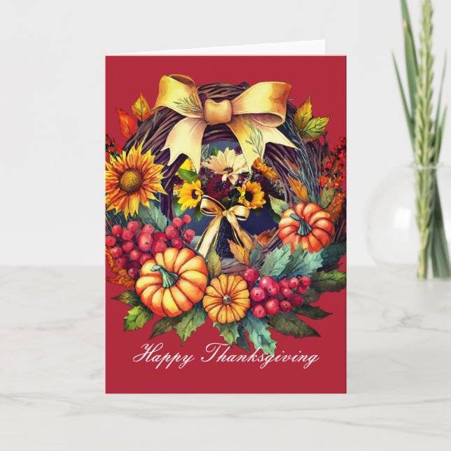 Fall Floral Card, 5" x 7" Folded Thanksgiving Card (Front)
