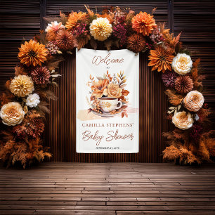 Fall Floral Cottage Core Teacup Baby Tea Shower Banner