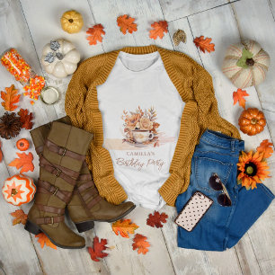Fall Floral Cottage Core Teacup Birthday Party Tri-Blend Shirt