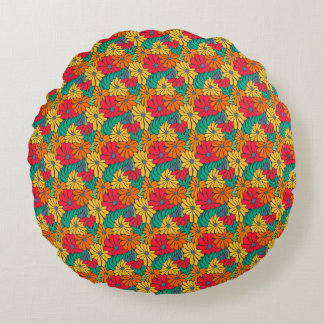Fall Floral Design Round Cushion