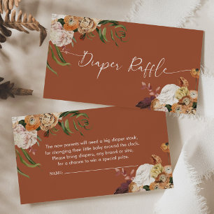 Fall Floral Diaper Raffle Baby Shower Insert Card