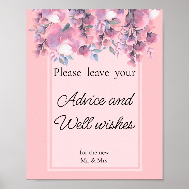 Fall Floral Dusty Rose Advice and Well wishes  Poster (Front)