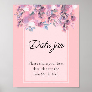 Fall Floral Dusty Rose date jar bridal shower   Poster