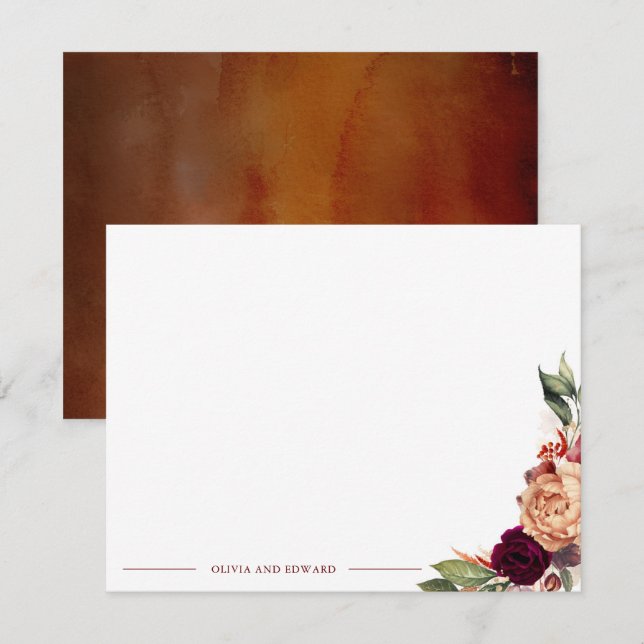 Fall Floral Elegant Full Name or Couple's Names Card (Front/Back)