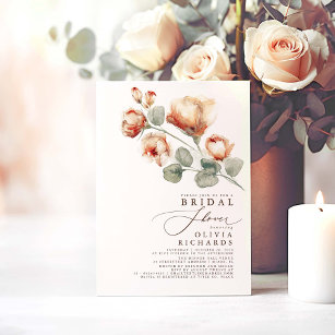 Fall Floral Elegant Minimal Bridal Shower Invitation