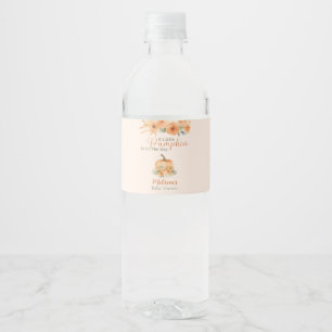 Fall Floral Elegant Orange Pumpkin Baby Shower Water Bottle Label
