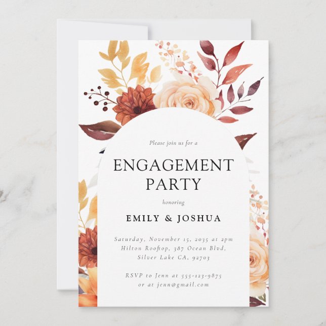 Fall Floral Engagement Party Invitation (Front)