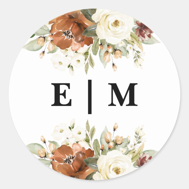 Fall Floral Envelope Seal Wedding (Front)