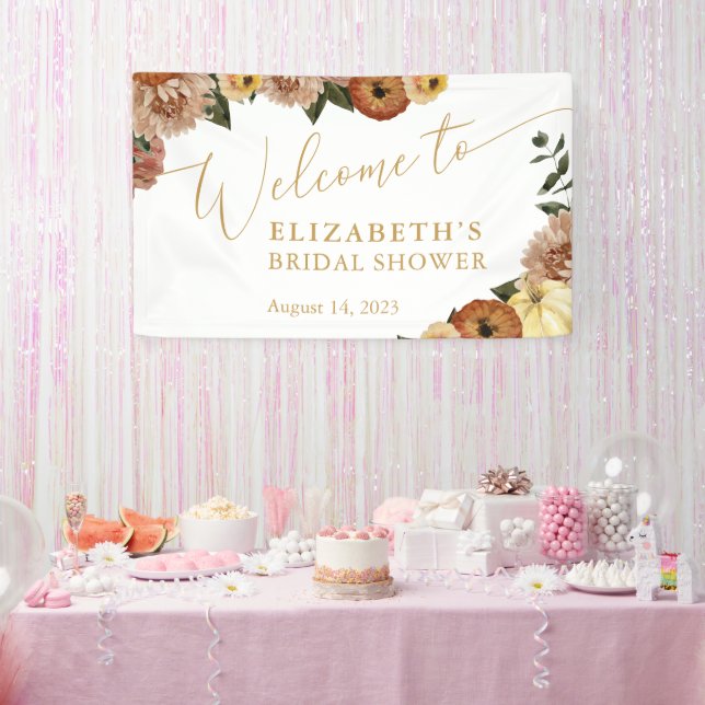 Fall Floral Fall In Love Bridal Shower Welcome  Banner (Party)