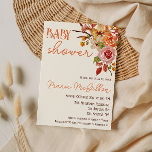 Fall Floral, Fall Leaves, Twigs, Baby Shower Invitation